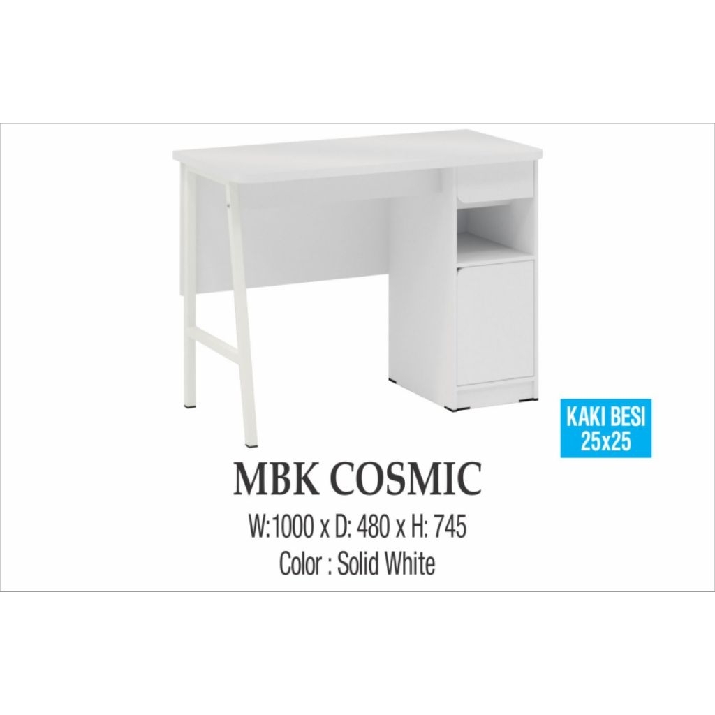 MEJA KERJA KAKI BESI / MEJA KANTOR / MEJA KERJA MINIMALIS PUTIH