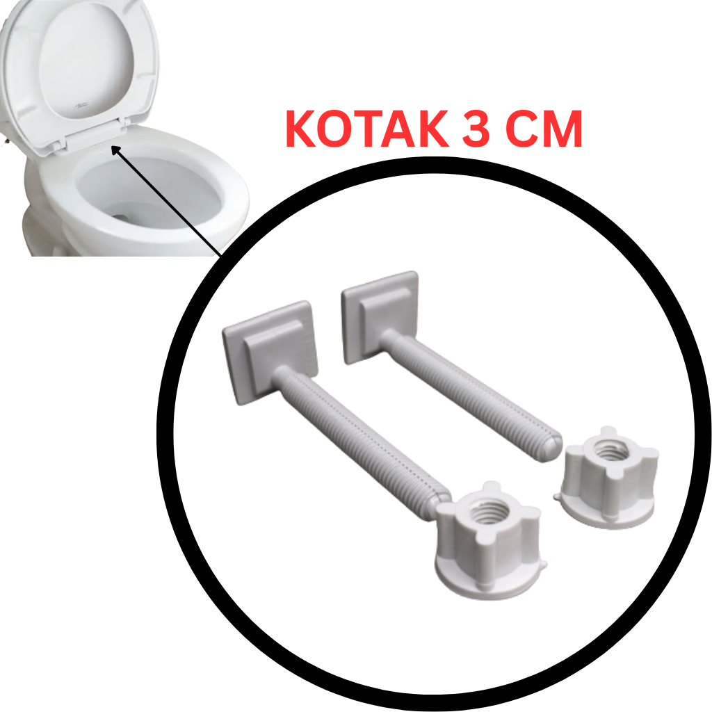 (2pcs) Baut tutup kloset duduk bentuk kotak ukuran 3x3cm universal // baut tutup kloset baut penutup