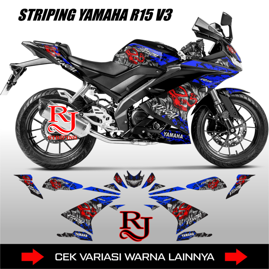 STIKER STRIPING YAMAHA R15 V3 EDISI VENOM /STICKER DECAL VARIASI MOTOR R15V3