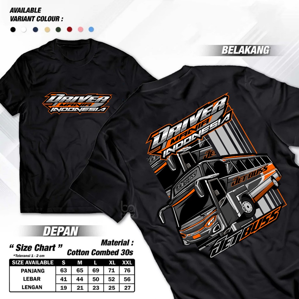 KAOS BUS MANIA - KAOS BUS DRIVER MANIA INDONESIA COTTON COMBED 30S