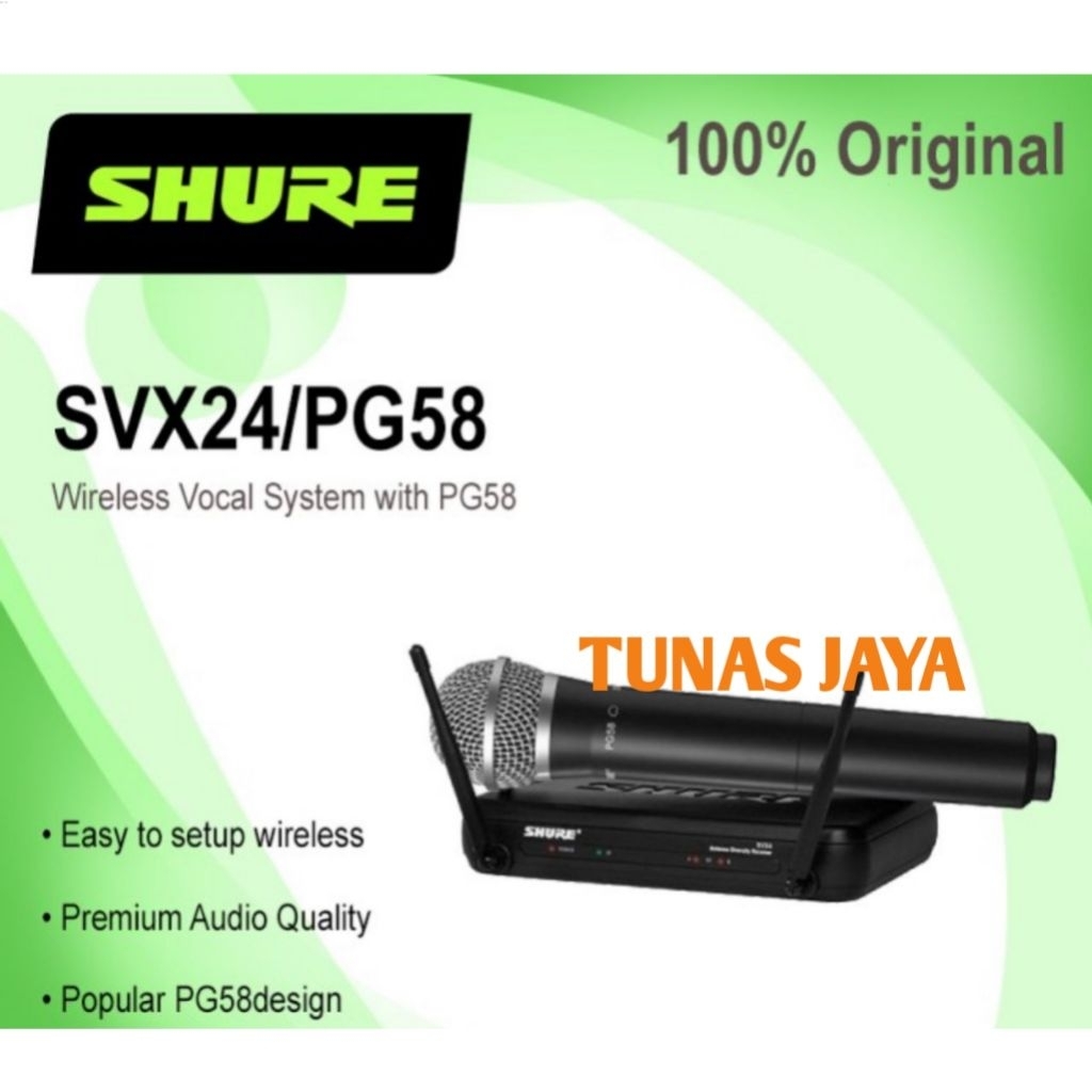 ORIGINAL MIC  WIRELESS  SHURE SVX24/PG58 MIC WIRELESS SHURE ORIGINAL SVX 24 / PG58