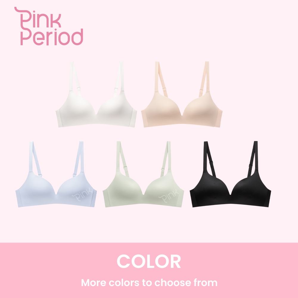 Pink Period Bra Seamless WanitaTanpa Kawat Busa Tipis Bahan Zero Feel One piece Bra Premium Import T