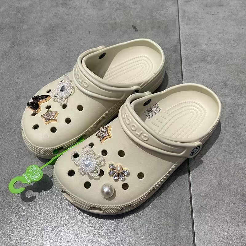 [COD]Sandal Crocs Unisex Classic Clog/ Ori cross Pria Wanita/ Flat Sandals/Crocs Dewasa-Bone