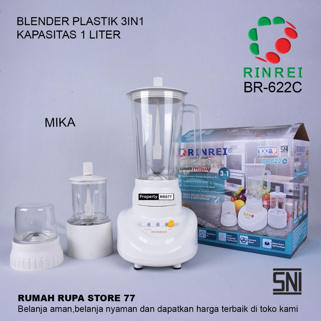 Blender Rinrei BR 622C 3in1 alat pelumat makanan basah dan kering
