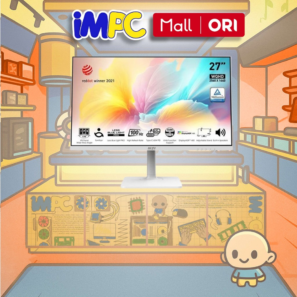 MSI LED MONITOR MODERN MD272QXPW 28" WQHD 27 Inch - WHITE