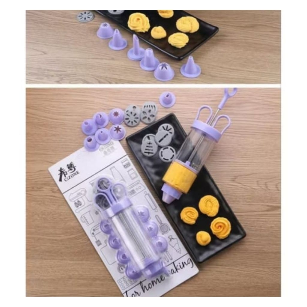 Alat hias kue cetakan kue kering biskuit krim motif bunga cake decoration set 19 in 1