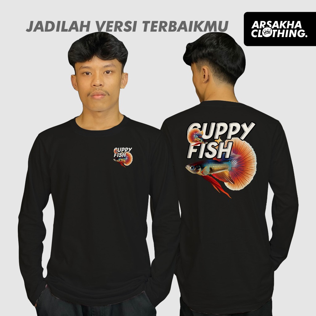 Kaos Lengan Panjang Pendek Pecinta Ikan Guppy DB Baju Distro by Arsakha Clothing