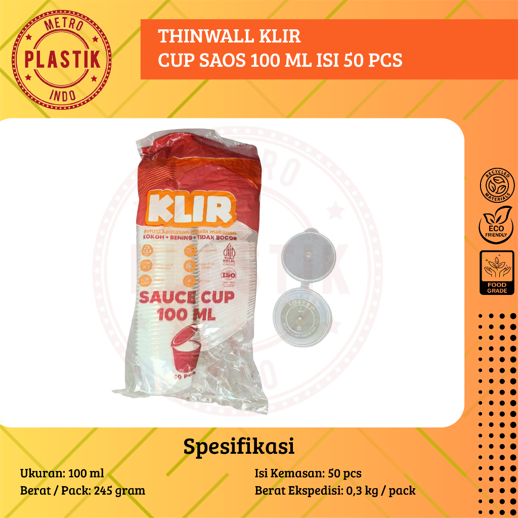 Thinwall Cup Merpati Puding 100ml Isi 50pcs / Cup Sambel 100ml / Cup Saos 100ml / Kotak Bulat Plasti