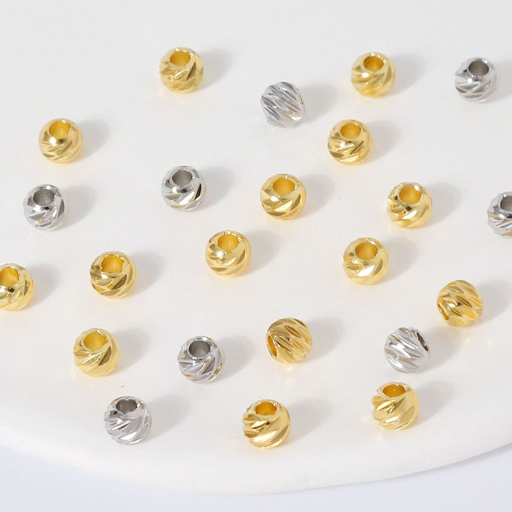 Botor Ukir Gold Plate 18K,Manik Tembaga Lapis Emas 18k Bahan DIY