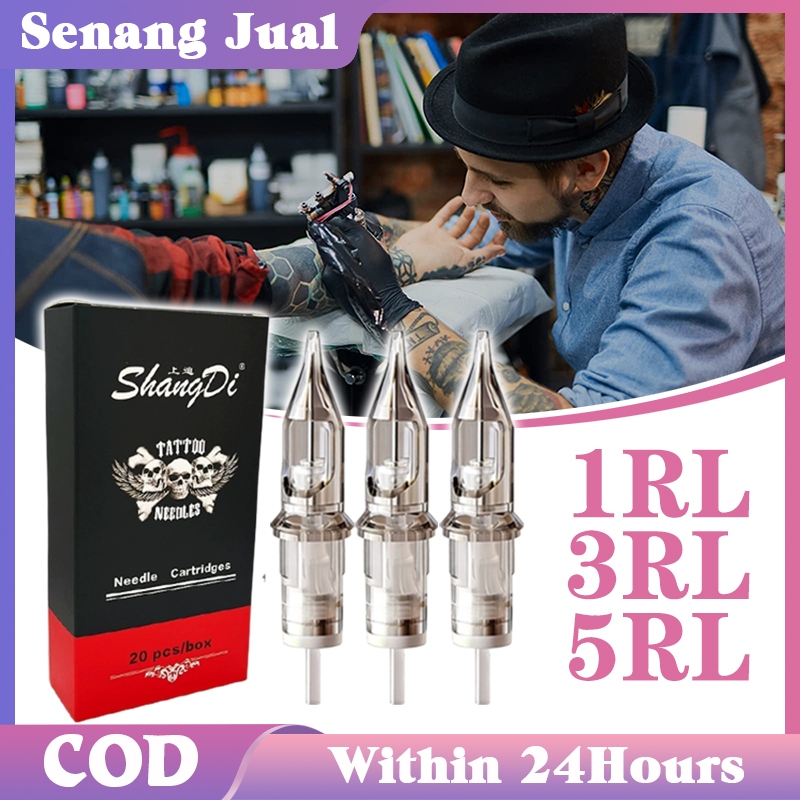 20Pcs 1/3/5RL Universal Jarum Tatto Full Set / Alat Tatto Satu Kali / Jarum Catridge Tatto Bulat
