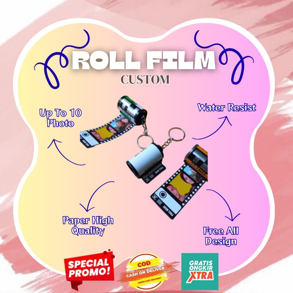 Roll Film Custom Gantungan Kunci 10 foto Valentine's / Kado Gantungan Roll Film