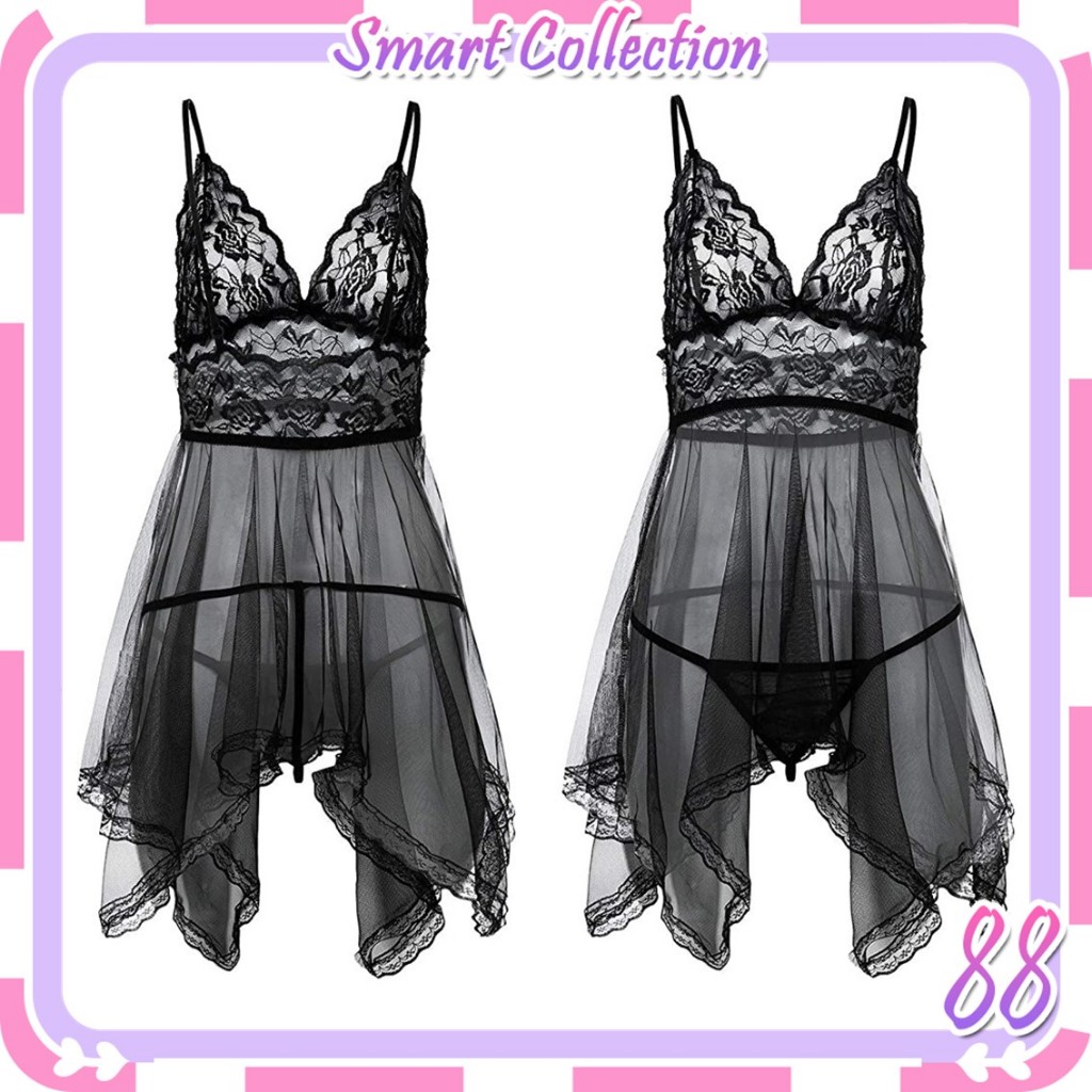 SC BT002 Pakaian Lingerie Sexy V-Neck Model Renda Serat Mesh Eksotis / G String Bra Set Dres cod