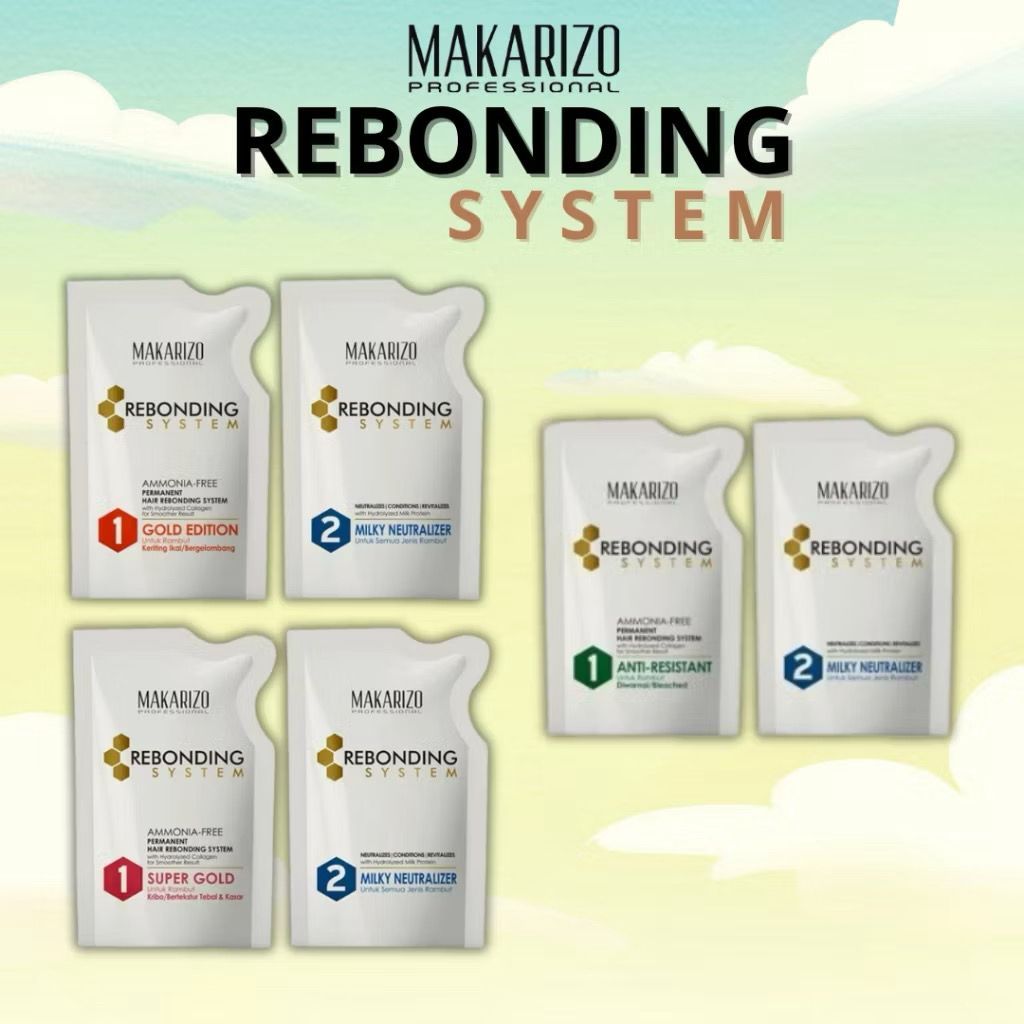 MAKARIZO Professional Rebonding System 120ml STEP 1 / 2 Sachet Obat Pelurus Rambut Smoothing