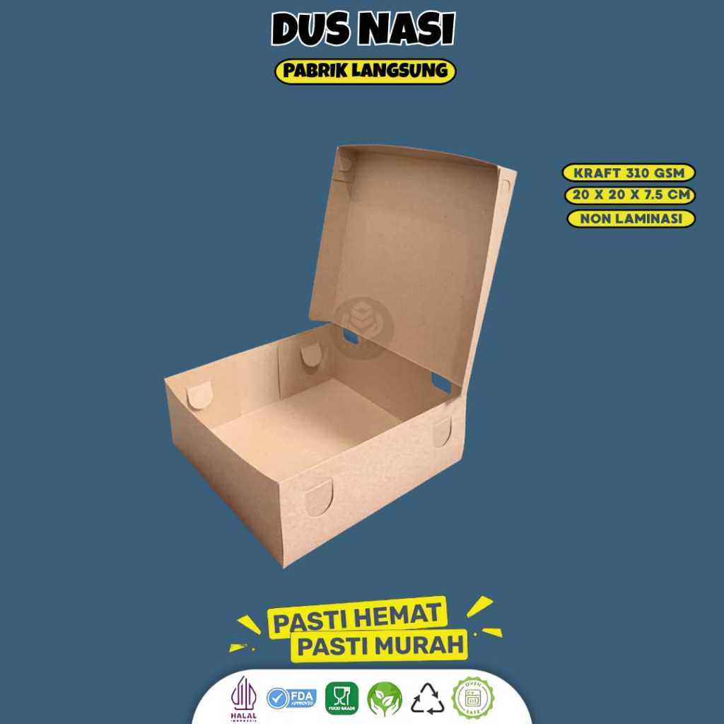 Box Nasi 20x20 Box Catering Dus Nasi Dus 20x20  (B5K3-20X20X7.5 Cm)