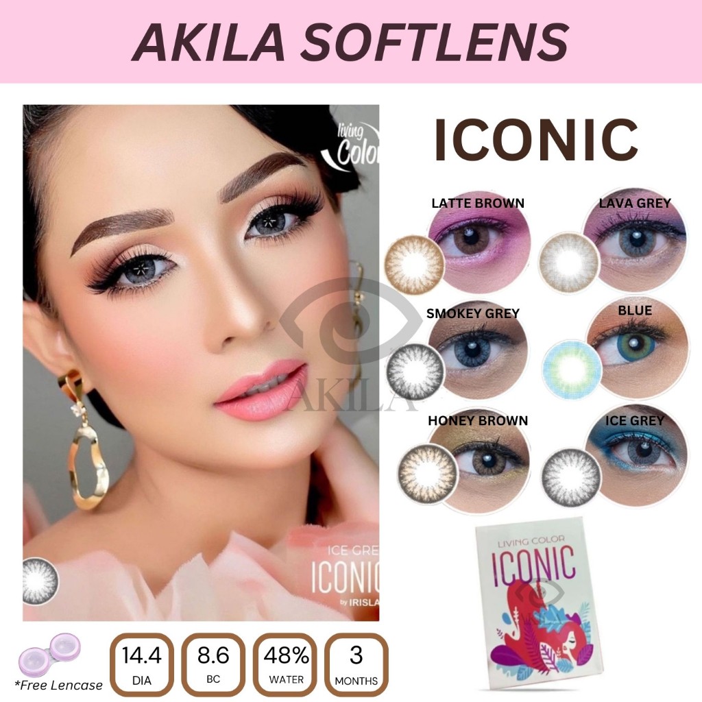 SOFTLENS LIVING COLOR ICONIC (NORMAL & MINUS -0.50 SD -6.00) BY IRISLAB 14.4MM / BROWN GREY BLUE