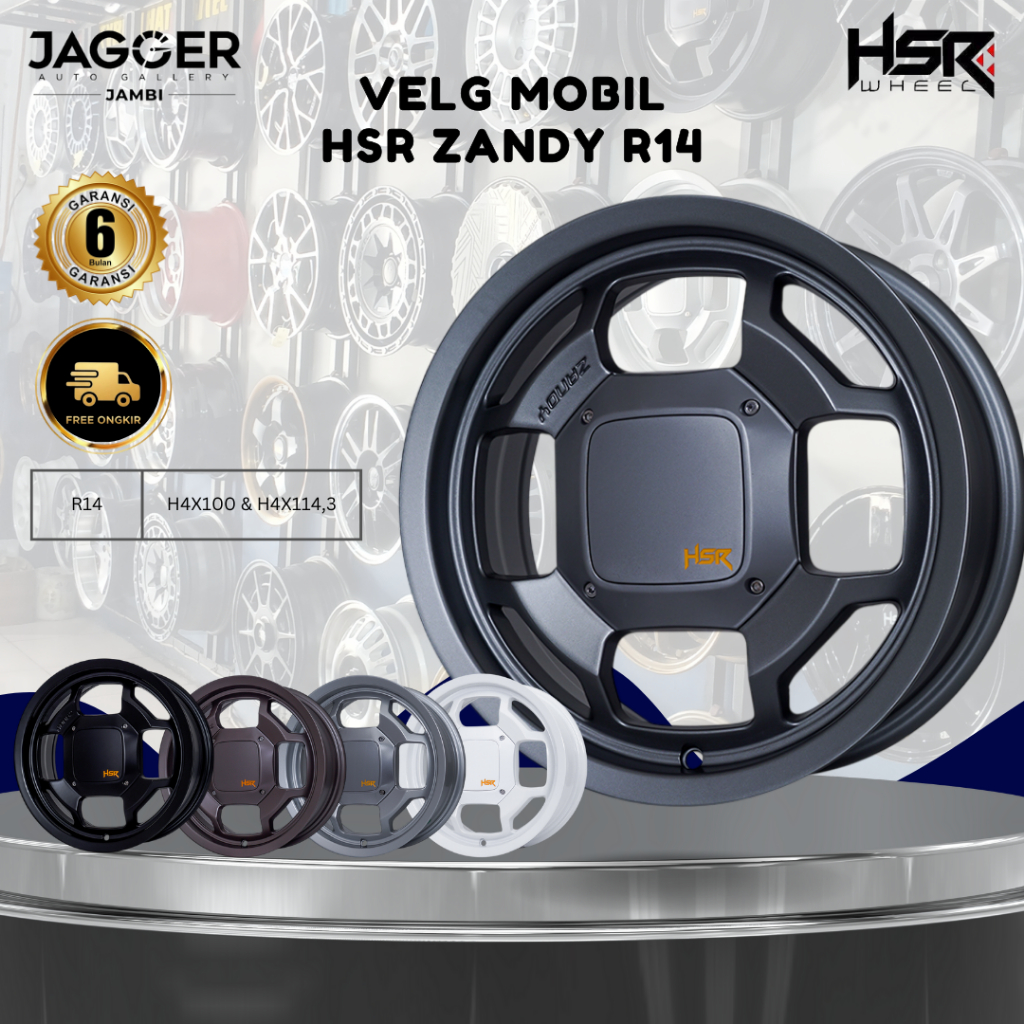velg hsr zandy ring 14 pcd 4x100 4x114.3 original super sale r14 murah untuk agya ayla calya sigra b
