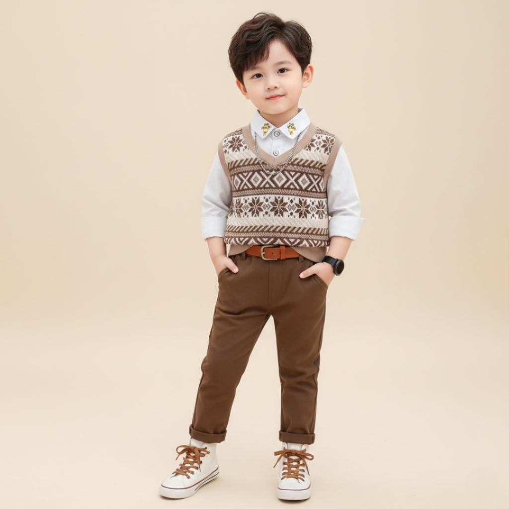 SETELAN 3IN1 ANAK LAKI-LAKI 1-5 TAHUN ROMPI RAJUT FORMAL