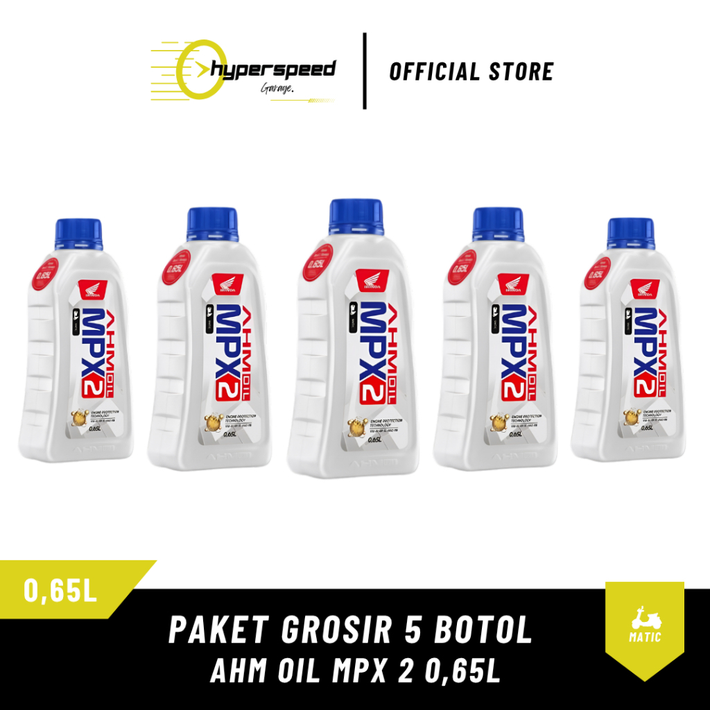 Paket Grosir Isi 5 Botol Oli Mpx2 0.65 liter 10W-30 Original Ahm Matic Scoopy Beat Genio