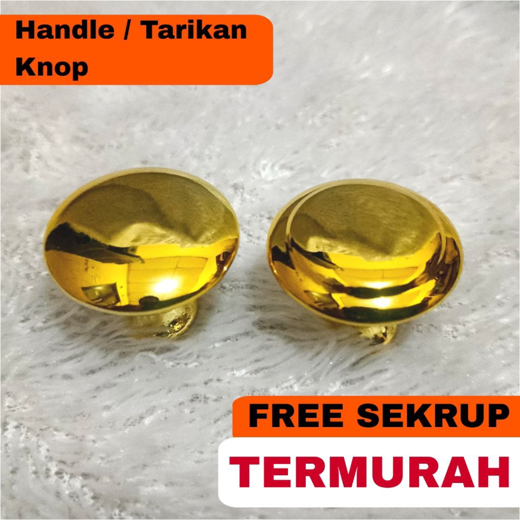 Handle Tarikan Laci Handel Knop Lemari Pegangan Pintu Bentuk Bulat Warna Gold