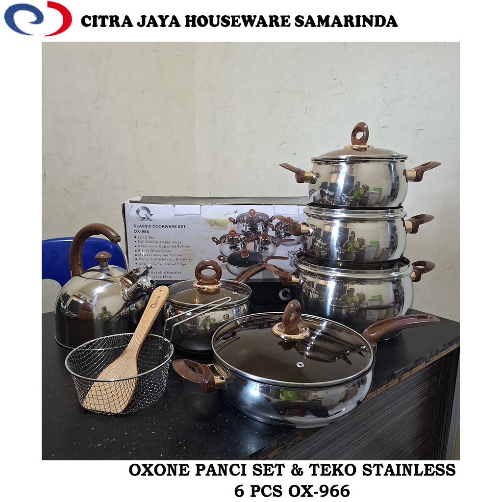 Panci Set Stainless & Teko Stainless 6 PCS OXONE OX-966 (PER 1 SET)