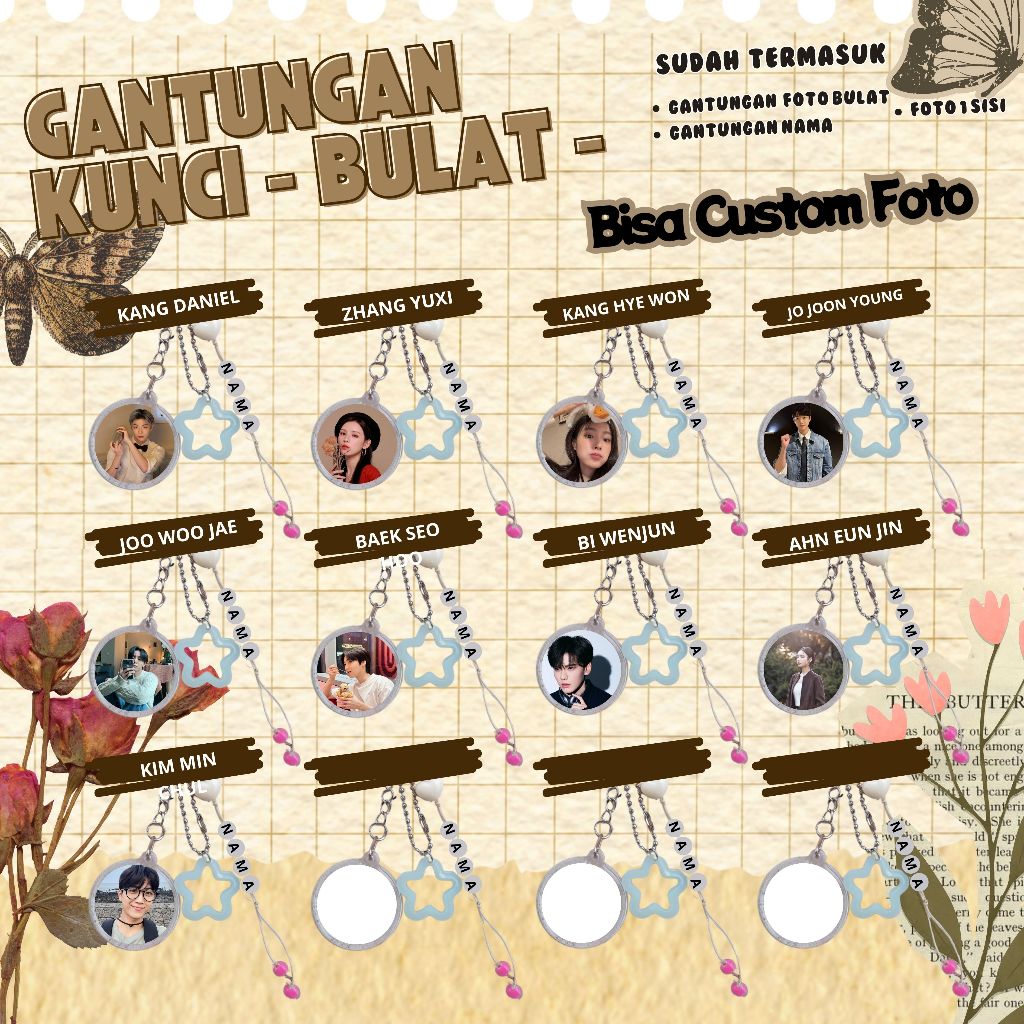 (BISA CUSTOM) GANTUNGAN KUNCI BULAT KPOP I JO JOON YOUNG I JOO WOO JAE I KANG DANIEL I KANG HYE WON 