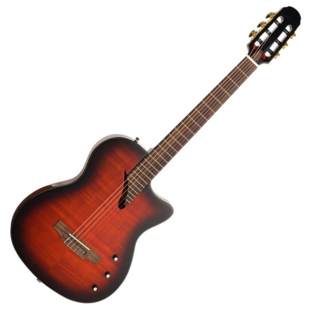 Acoustic Electric Guitar Gitar Tanglewood EMDC8CG Thinline Electro Nylon, Cognac Gloss