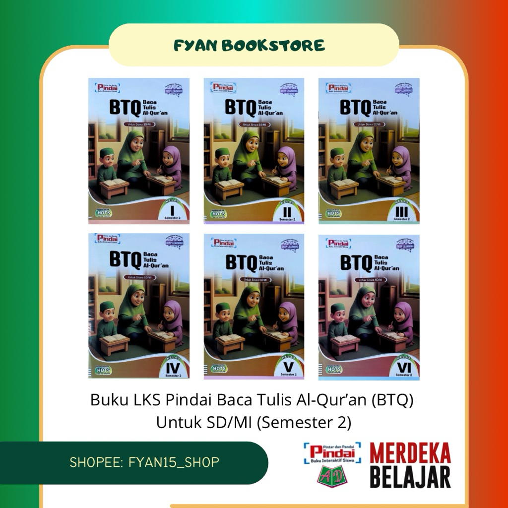 Fyan Book Store: Buku Siswa LKS Pindai BTQ Baca Tulis Al-Qur’an Untuk SD/MI Semester 2, Buku LKS BTQ