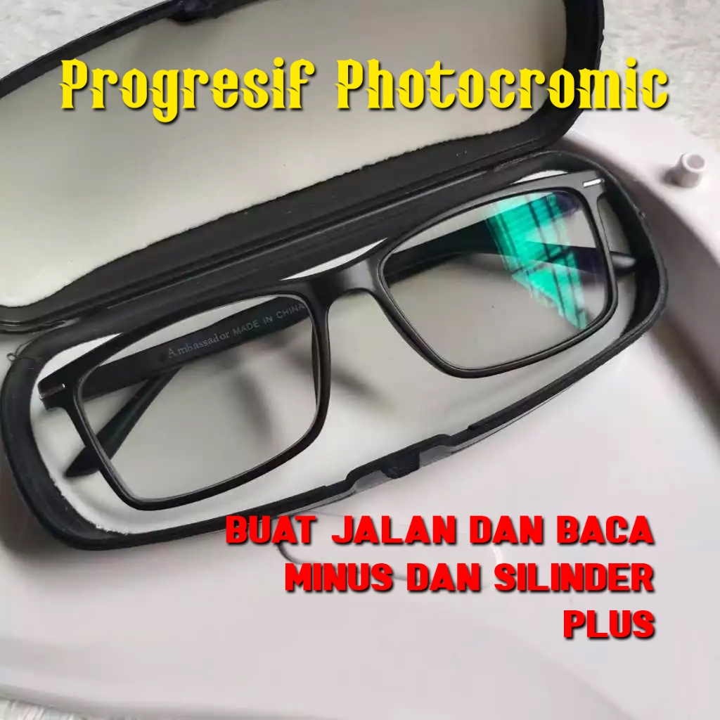 Kacamata Baca dan Jalan Lensa Progresif Photocromic Anti Radiasi Sinar UV