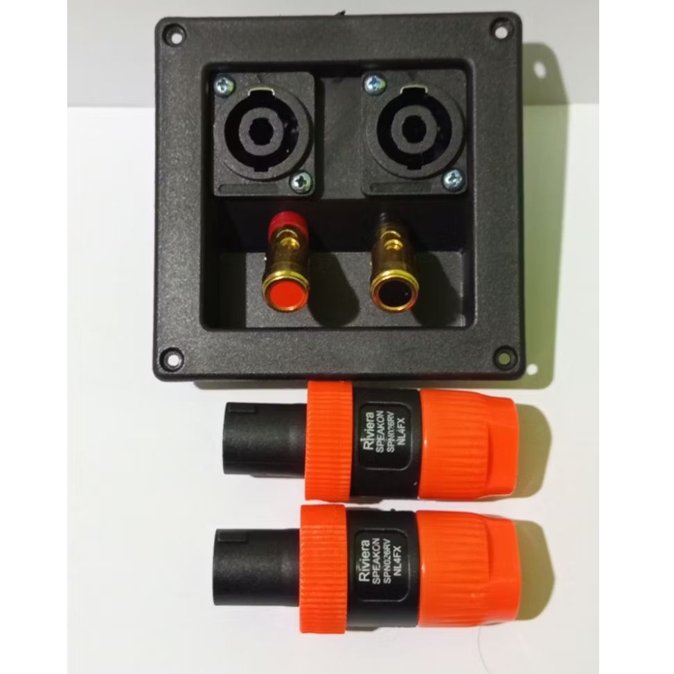 1 set terminal box speaker biding post gold pencet soket spikon dan 2 spikon oren