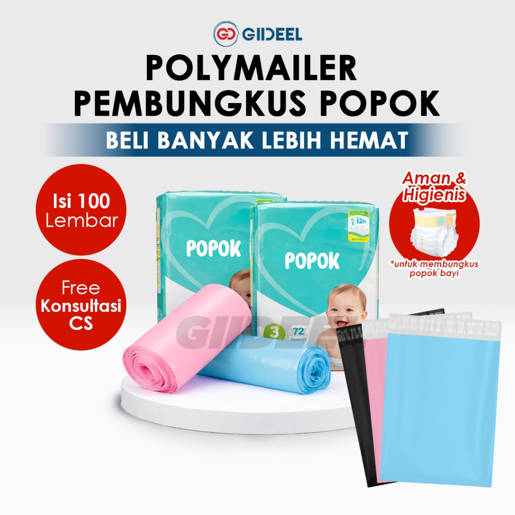 GIIDEEL Polymailer Pembungkus Pampers/Popok 100 Lembar Aman & Higenis Berwarna