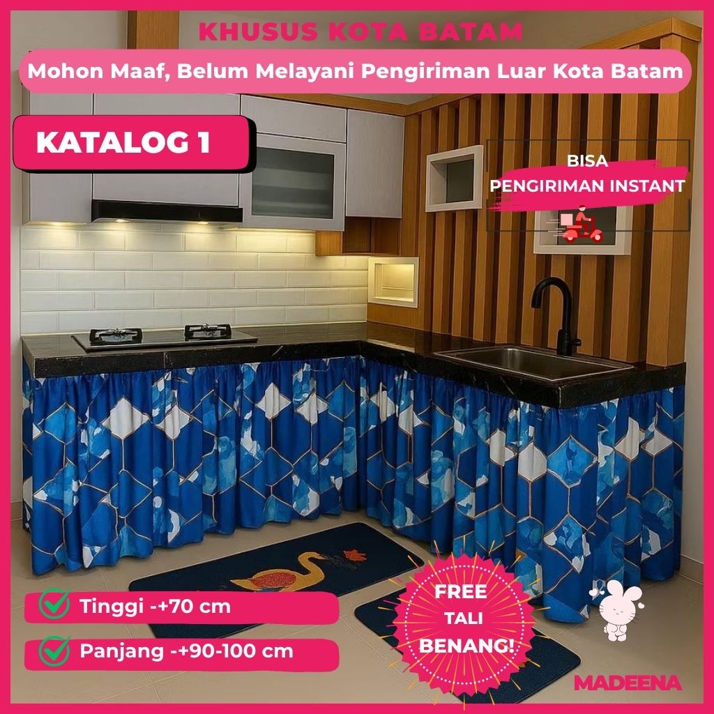 KATALOG 1 : Gorden Kolong Dapur -+100x70cm dengan Tali, Mudah Dipasang dan Tersedia Berbagai Motif |