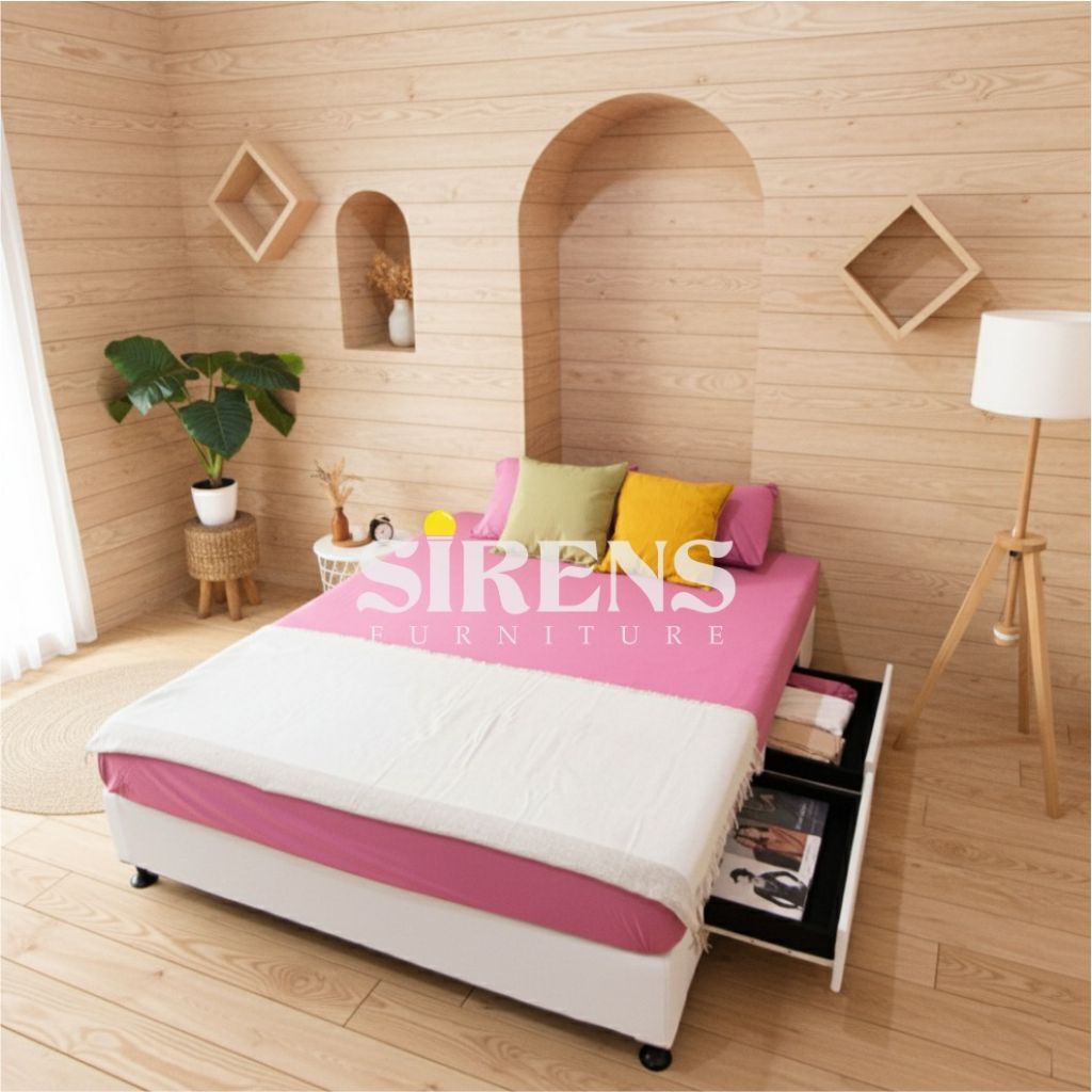 Dipan Divan 2 laci tanpa sandaran minimalis