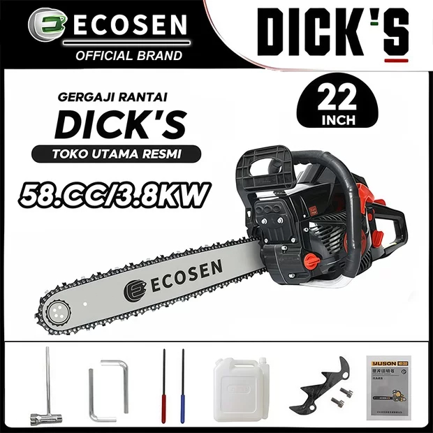 DICKS Alat Pemotong Gergaji Lanjut Bensin Portabel 20/22/24 Inci Asli Baja Mini/Gergaji Mesin/Mesin 