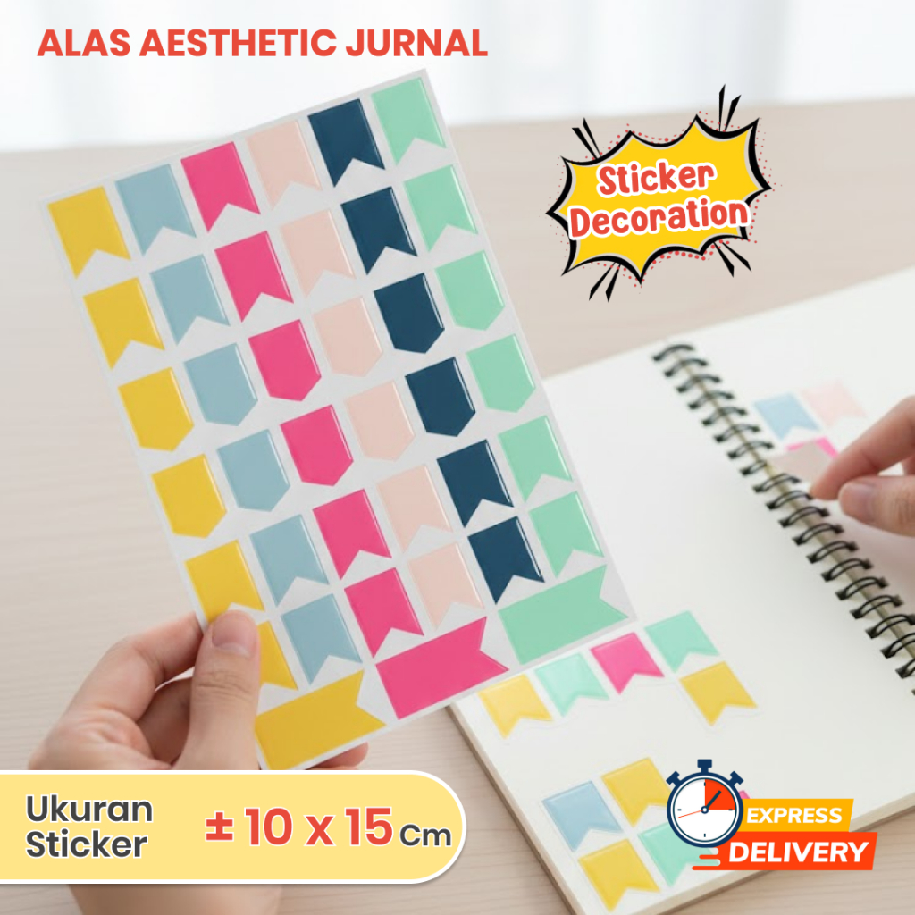 Stiker Aesthetic Journal Lucu | Hiasan Planner, Notes & Buku Tulis | Warna Pastel (10x15 cm)