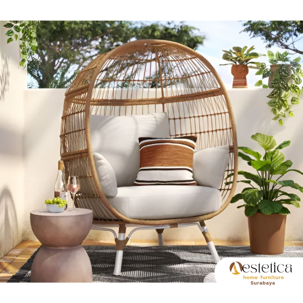 SOFA ROTAN BULAT / KURSI ROTAN / RATTAN LOUNGE CHAIR / EGG RATTAN CHAIR / SOFA OUTDOOR ROTAN By Aest