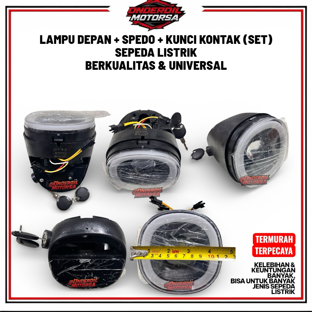 LAMPU SEPEDA LISTRIK INDIKATOR BATERI + KUNCI KONTAK BENTUK KOTAK MOTOR LISTRIK SCOOTER ELEKTRIK HEA