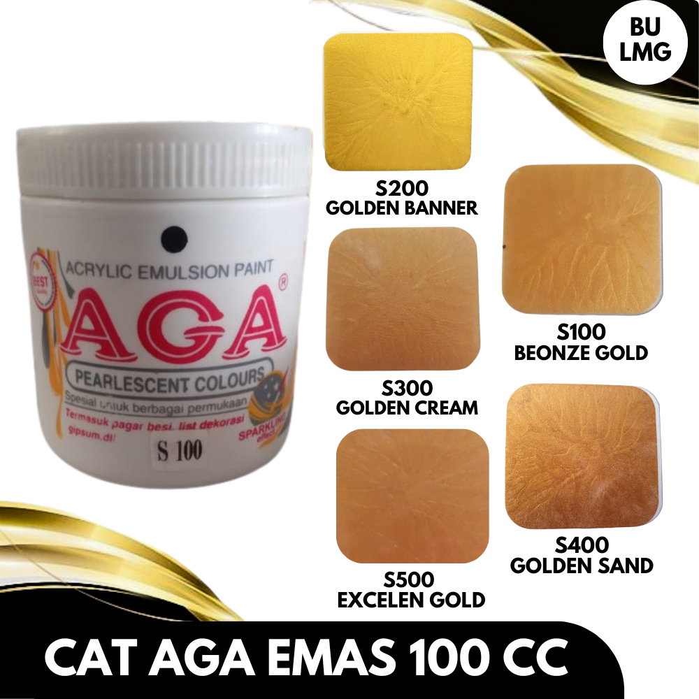 Cat Metallic Emas AGA Water Base Kemasan 100cc, S100 S200 S300 S400 S506