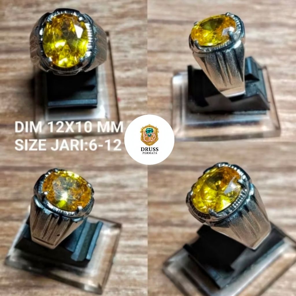 cincin permata yellow topaz ring monel doff