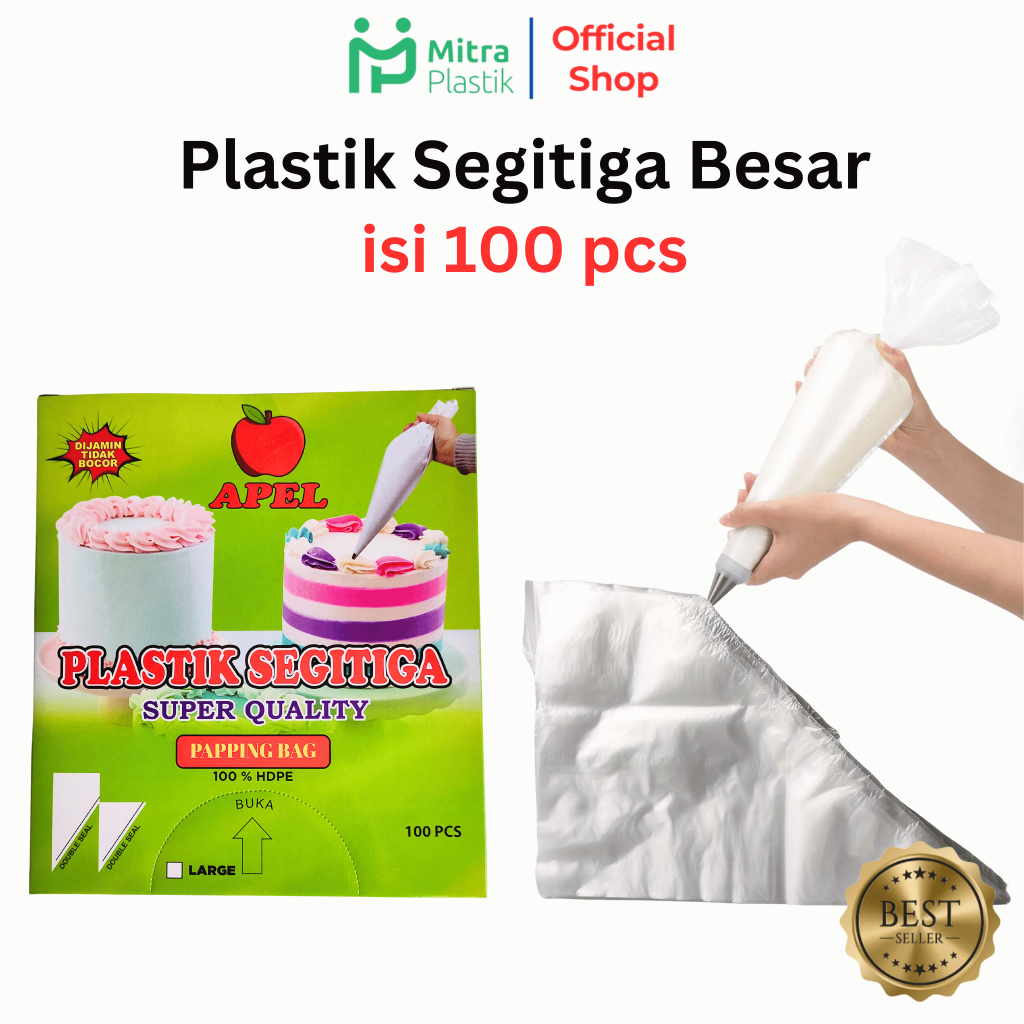 Plastik Segitiga Besar 100 pcs APEL Piping Papping Bag Segi Tiga Spuit