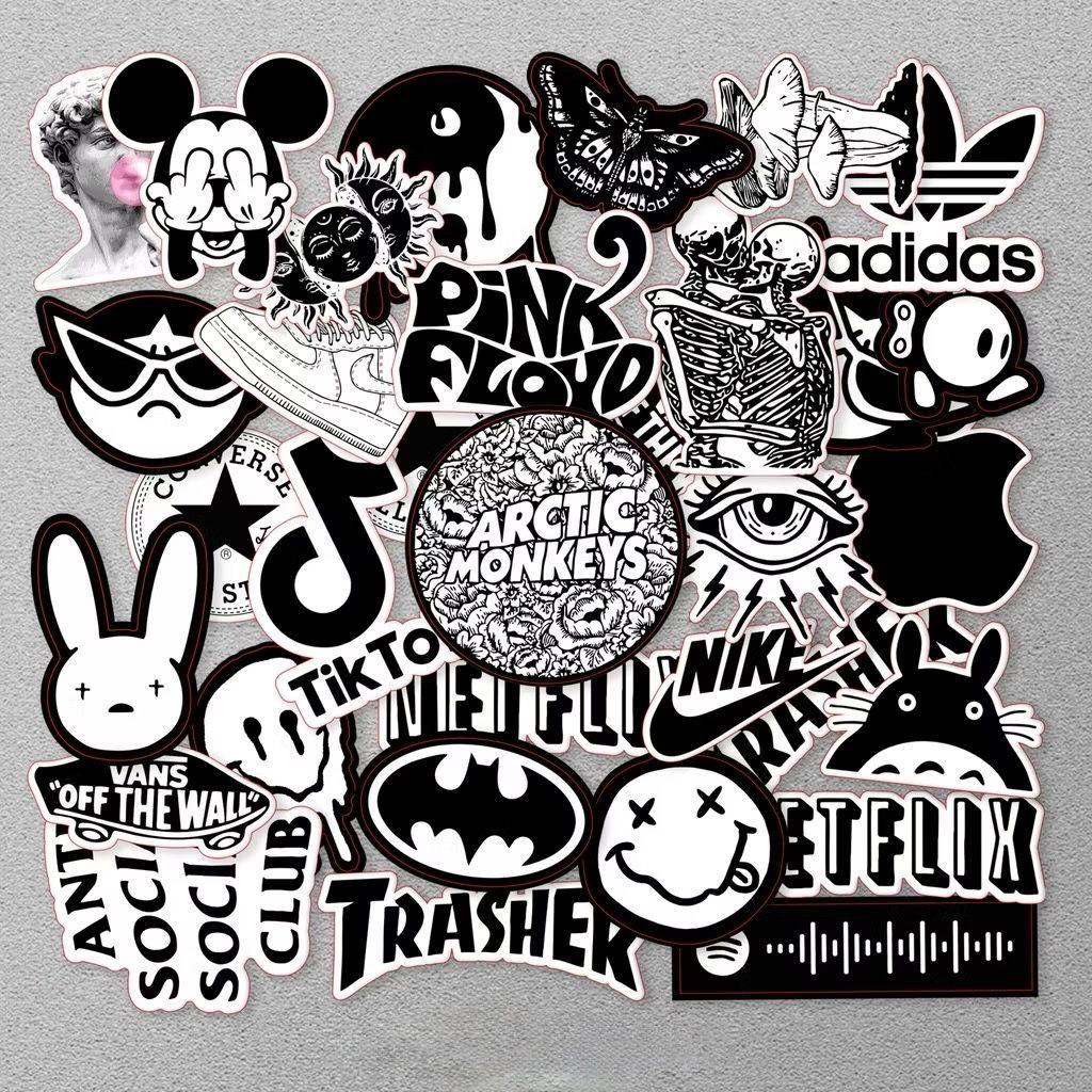 Sticker Pack Aesthetic Hitam Putih-Sticker Tumbler-Sticker HP-Sticker Laptop-Sticker Koper