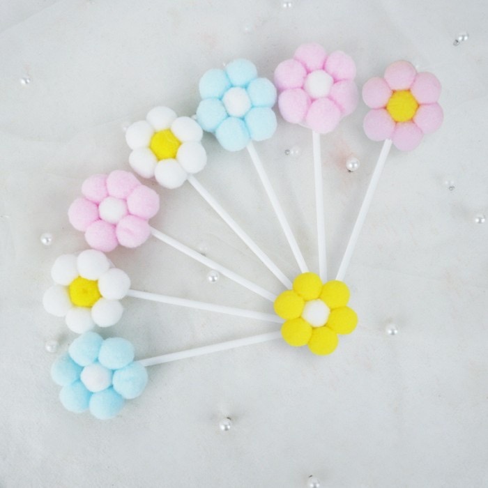 Hiasan Kue Bunga Pom || Hiasan Kue Lucu/Hiasan Kue Ulang Tahun || Cake Topper Bunga Pom Warna Warni