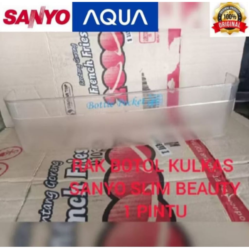 rak botol pintu kulkas sanyo atau aqua 1 pintu