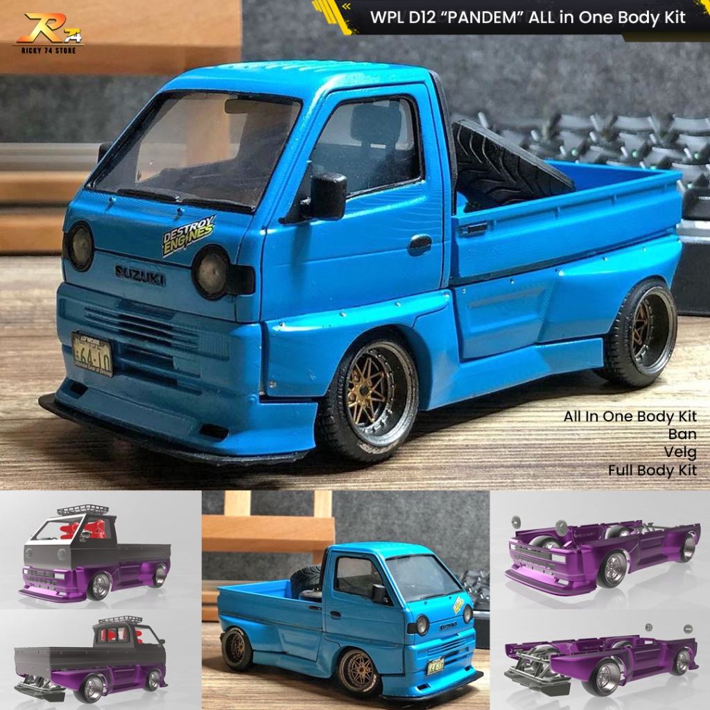 WPL D12 Model PANDEM Body Kit Set with Wheel and Rims - RC Drift 3D Print