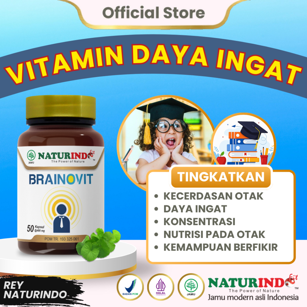 BRAINOVIT Vitamin Daya Ingat Kecerdasan Otak Suplemen Daya Ingat Anak & Dewasa REY NATURINDO