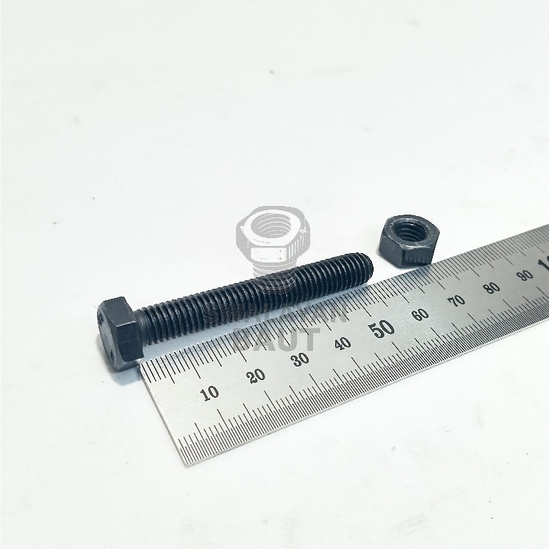 BAUT MUR BAJA M8X55 FT FULL DRAT DRAT 12 KUNCI 13 BAUT BAJA GRADE 8.8 PANJANG 5,5CM FULL DRAT