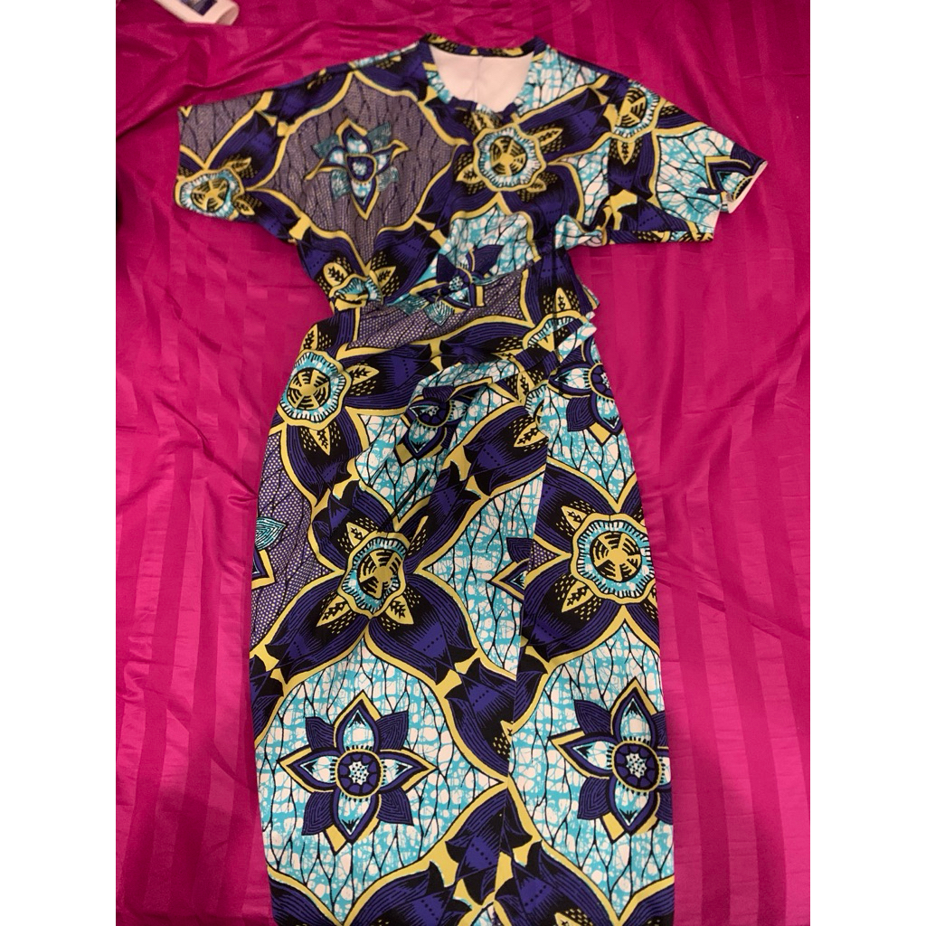 Dress Motif Batik bahan Kaos Spandek mix Linen