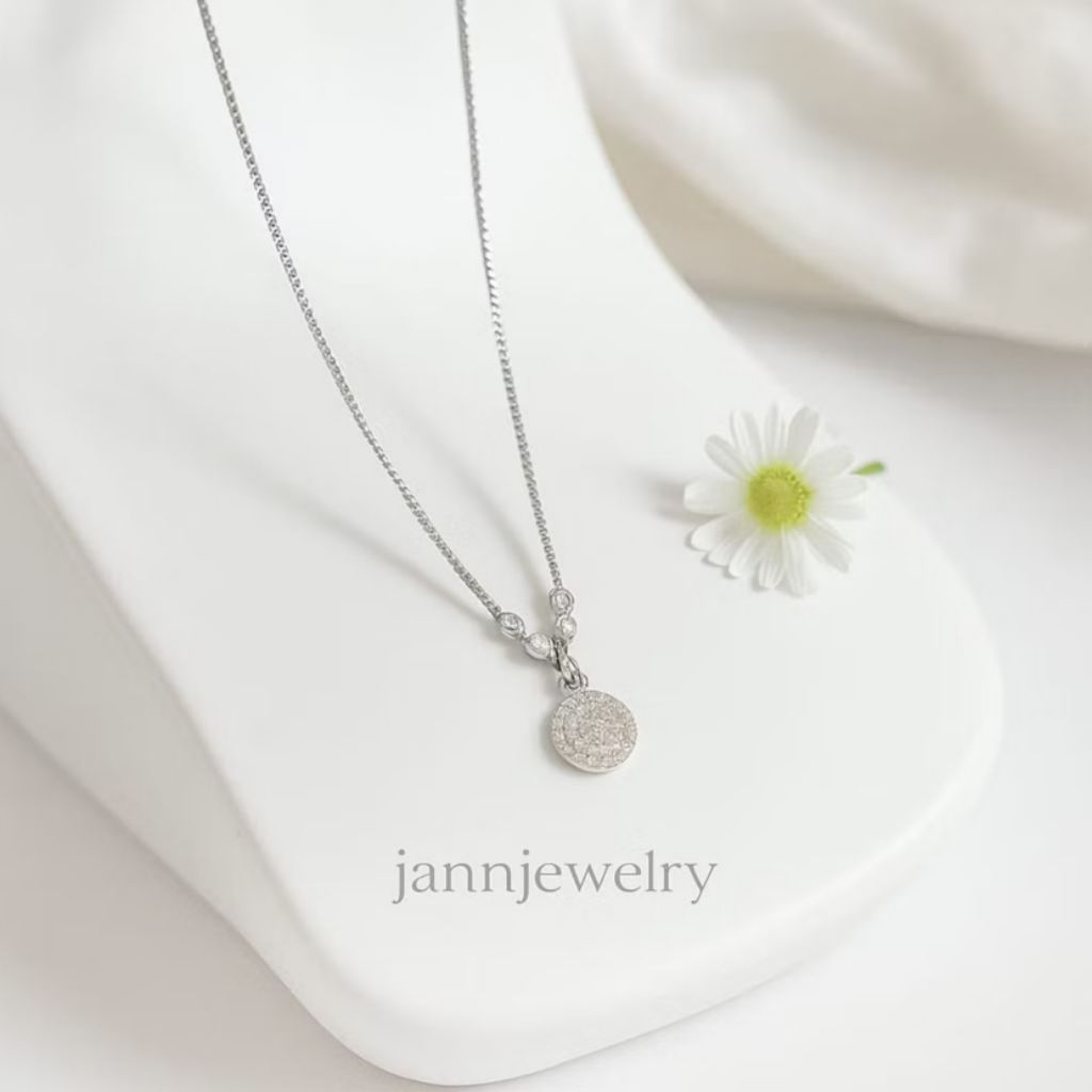 Kalung love silver & gold  titanium permata UK 45cm