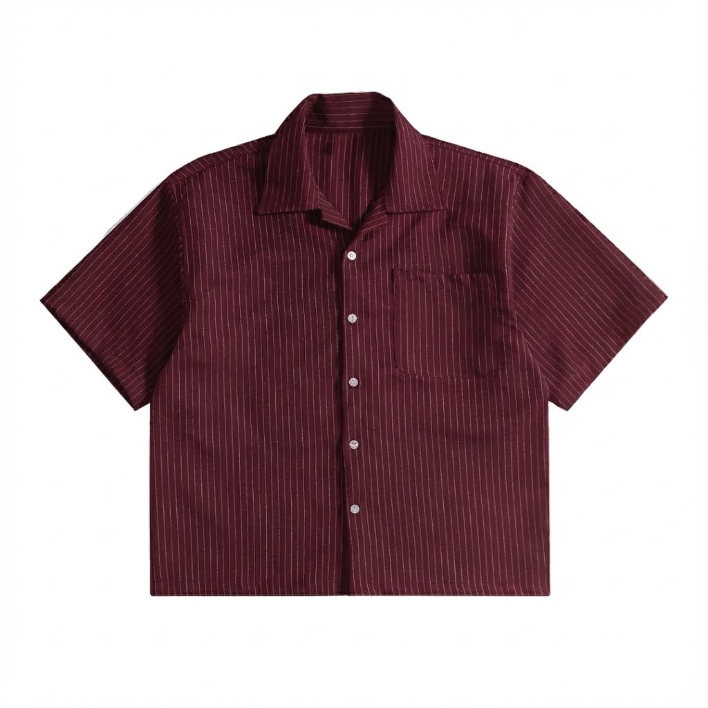 Superior Black Cvlt Kemeja Stripe Maroon Merah Maroon POLOS