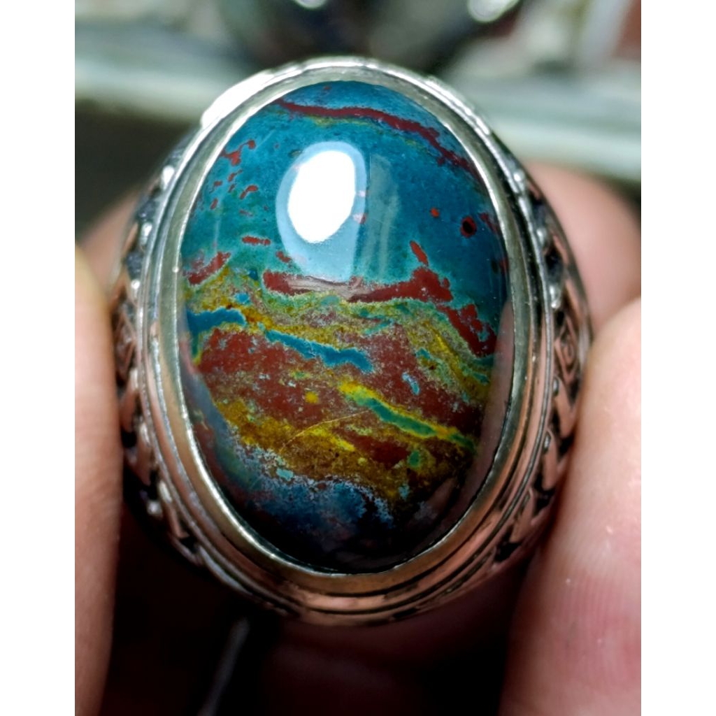 cincin batu akik pancawarna multycolor unik antik lain phyrus bacan doko palamea
