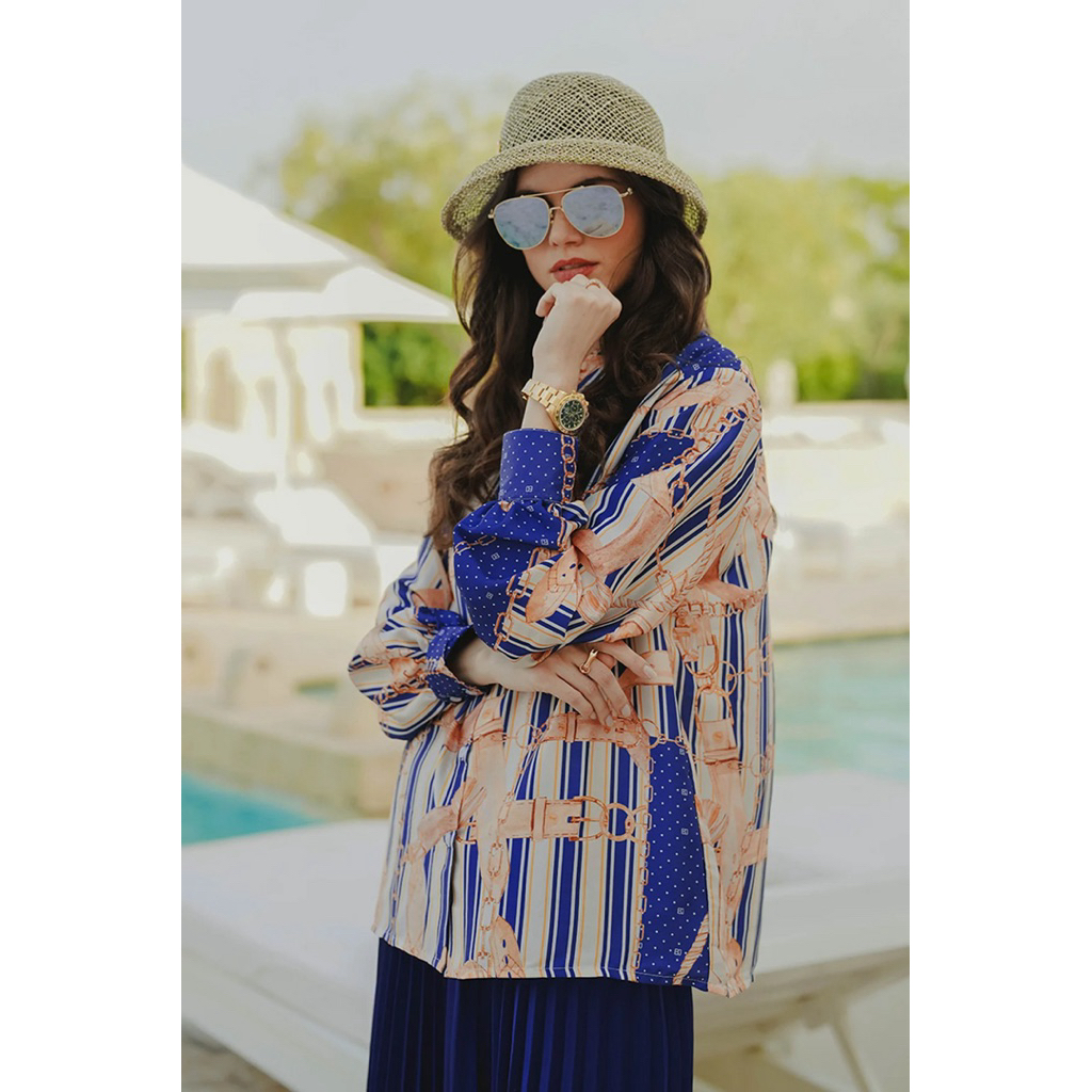 New The Chain La Bellah Satin Shirt size M